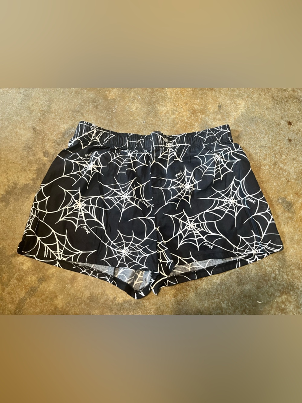 Victorias Secret Pink- Black Spiderweb Lounge Shorts Small